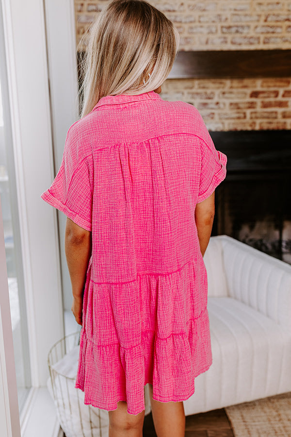 Premium Mineral Wash Mini Dress - Pink | Effortless Style