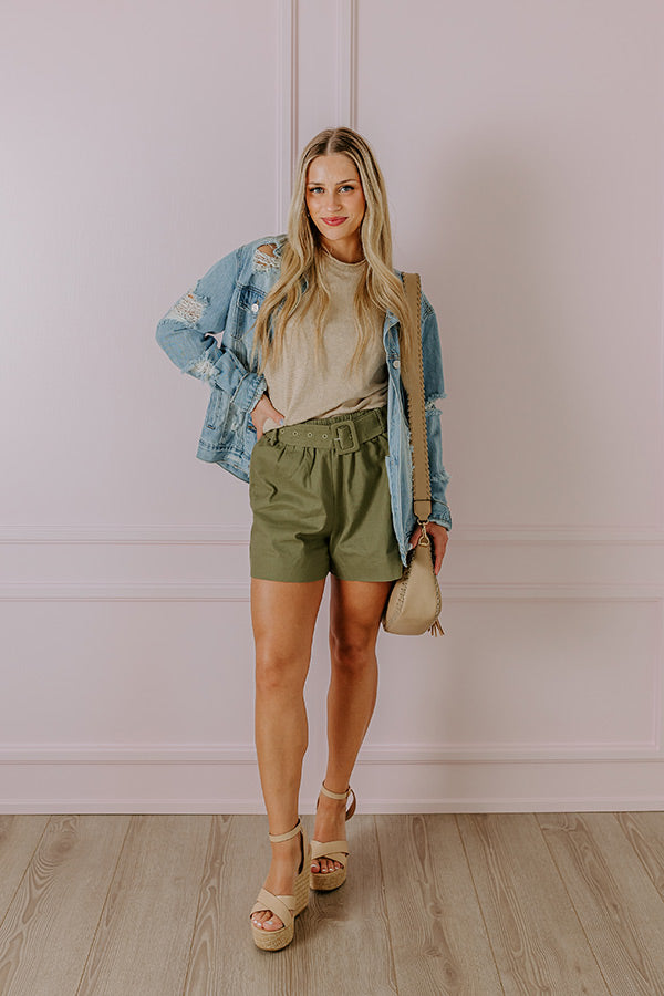 Premium Mariah Linen-Blend Shorts - Sage Green