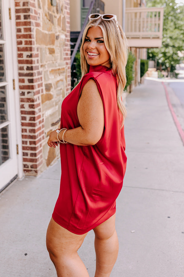 Premium Satin Mini Dress - Crimson Curves Collection