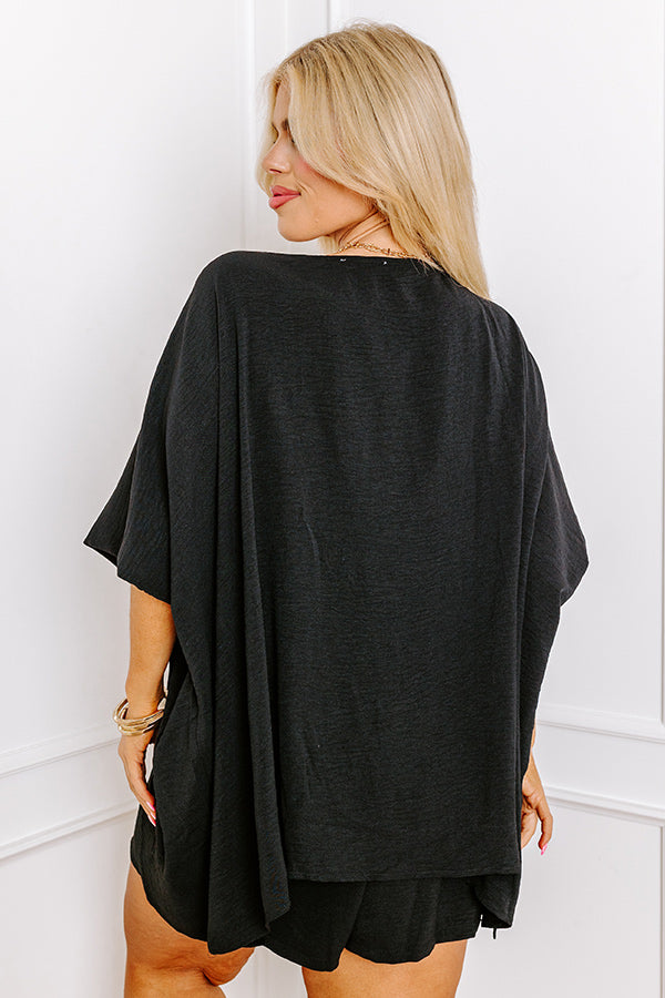 Ultimate Boardwalk Bliss Shift Top in Black Curves - Premium Casual Style