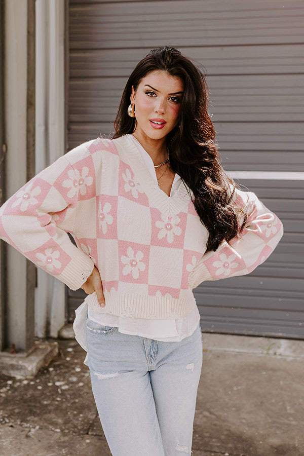 Premium Layers Of Love Embellished Sweater in Blush - Ultimate Comfort & Style