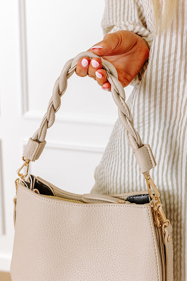 Premium Allure Avenue Faux Leather Crossbody Bag in Oatmeal