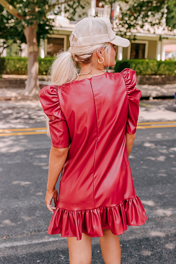 Premium Faux Leather Mini Dress in Crimson - Ultimate Style Statement