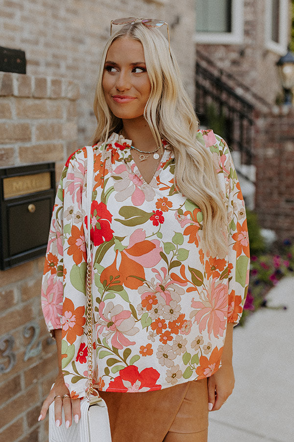 Premium Sunset Shift Top - Ultimate White Floral Elegance