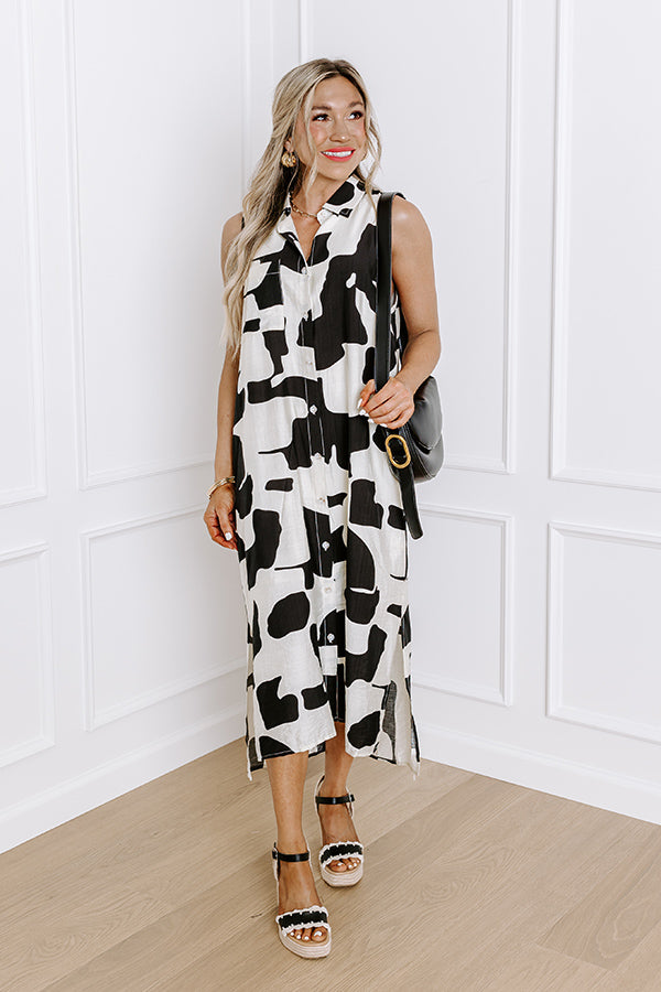 Premium Art Gallery Meet Up Button Down Midi Dress