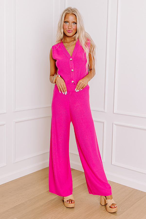 Ultimate Uptown Brunch High Waist Knit Pants - Hot Pink