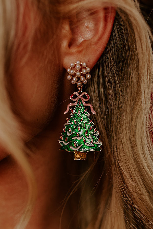 Premium Christmas Tree Earrings - Festive Green Glam