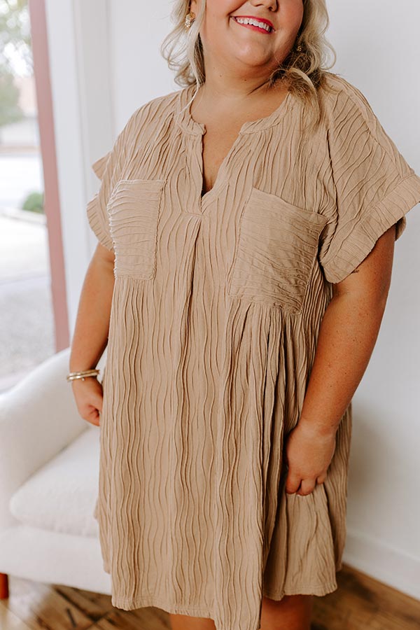 Premium Long Weekend Shift Dress - Warm Taupe Curves