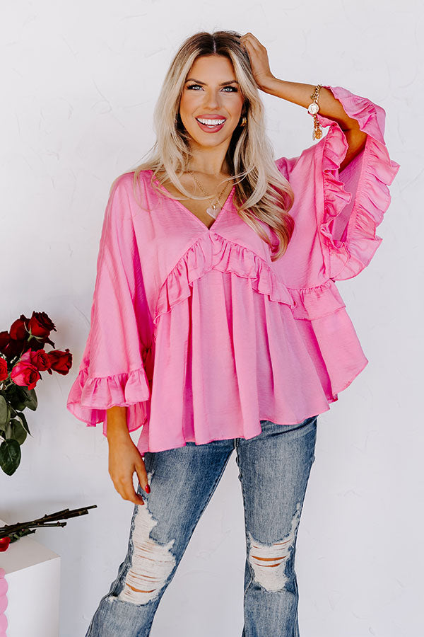 Premium Ruffle Love Top - Soft Pink | Trendy & Versatile