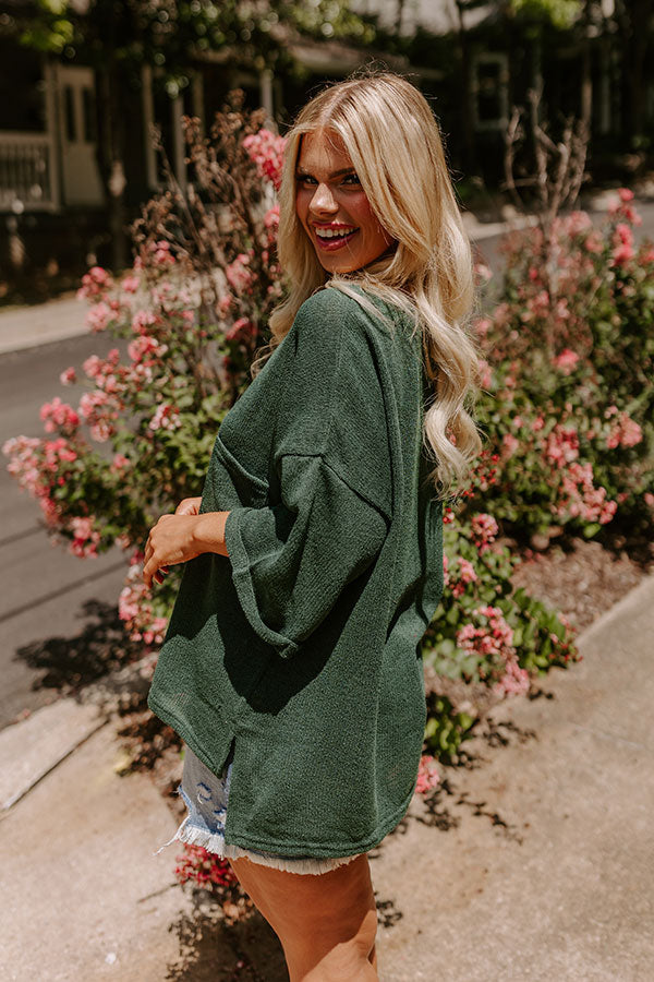 Premium Vineyard Vibes Knit Top - Hunter Green Curves