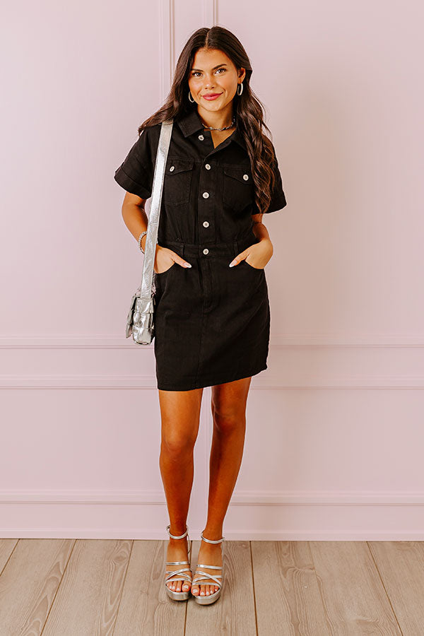 Ultimate Weekend Denim Dress - Premium Black