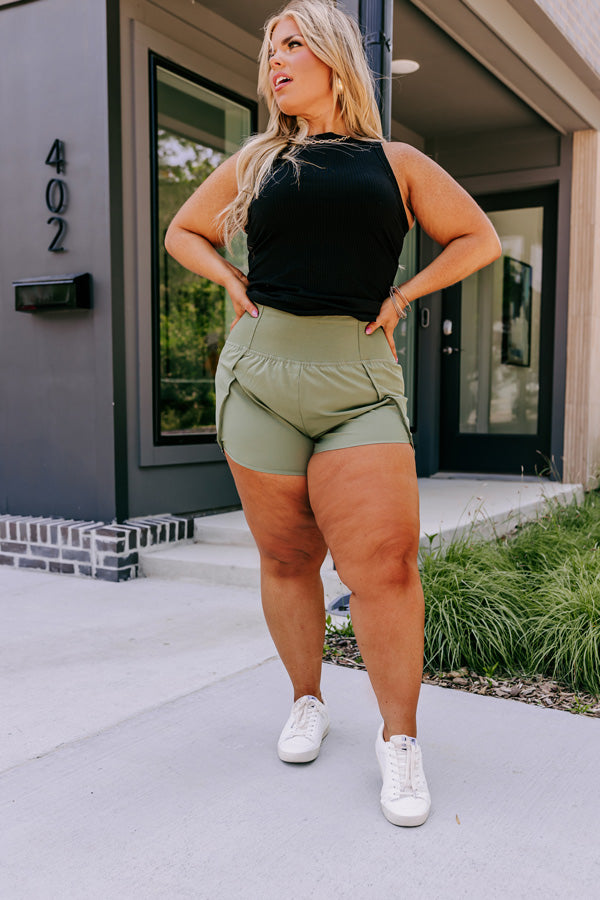 Premium Strive For Greatness High Waist Shorts - Olive