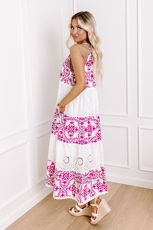 Premium Patio Brunch Eyelet Tiered Midi Dress