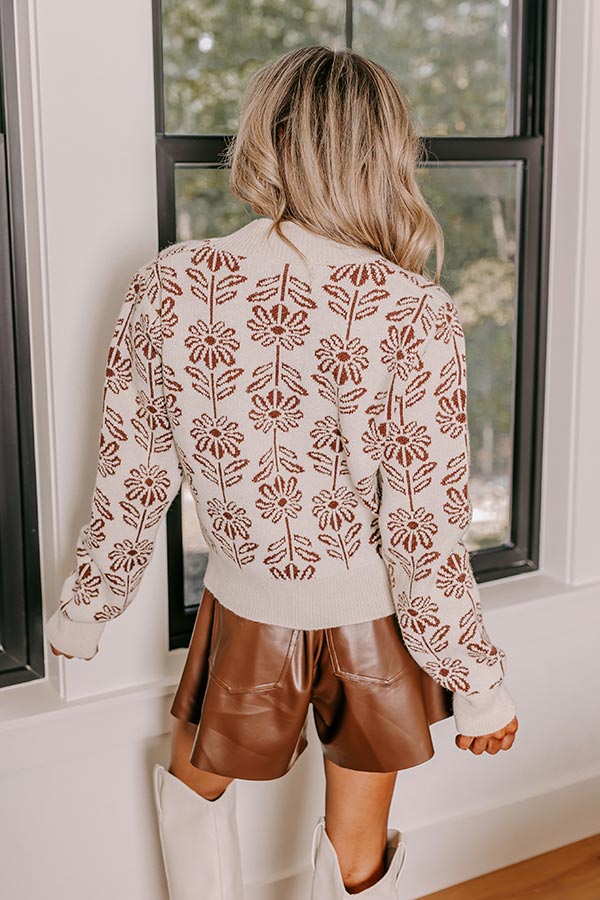 Premium Bloom With A View Knit Sweater - Chocolate