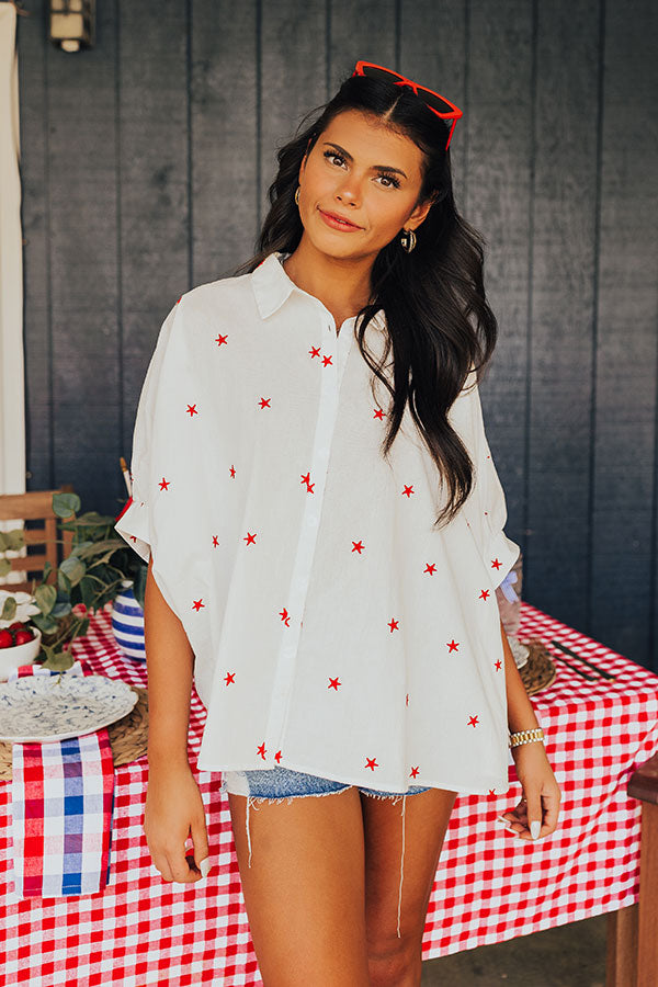 Premium American Anthem Embroidered Button-Up Shirt