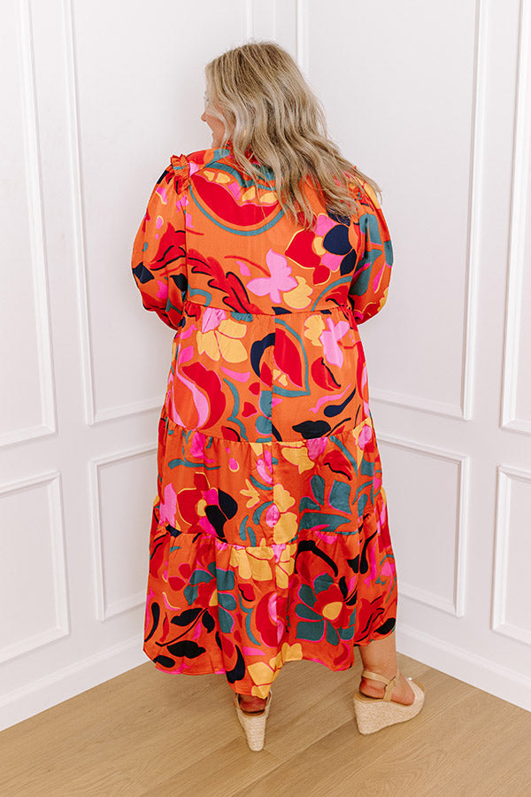 Radiant Rays Satin Midi Dress - Premium Abstract Print