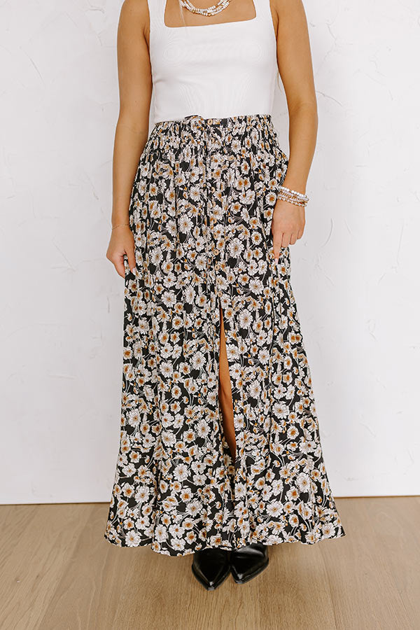 Boho Chic Maxi Skirt with Floral Print