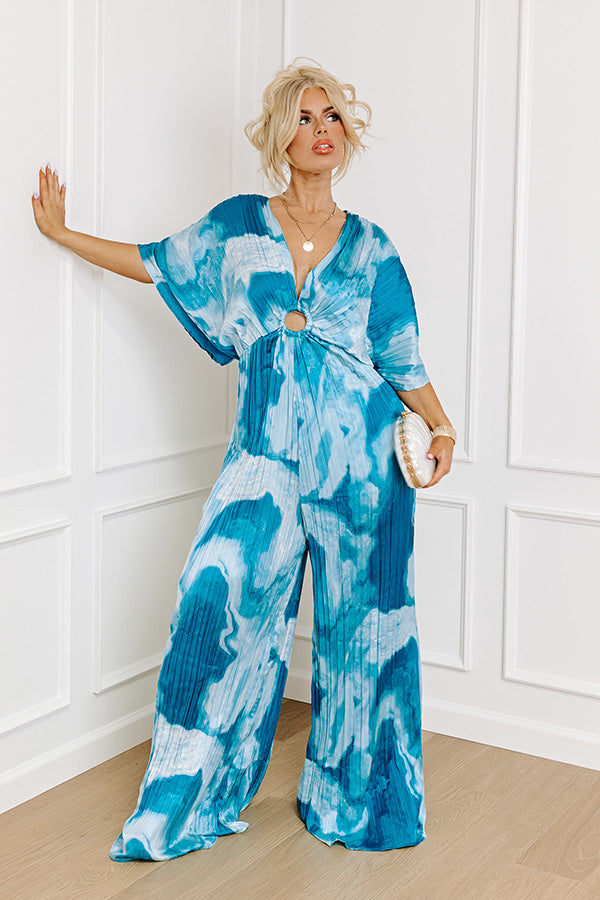 Ultimate Miami Date Night Pleated Jumpsuit - Blue Curves Elegance