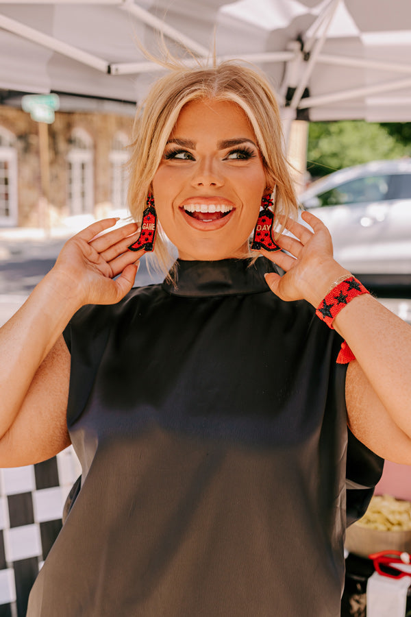 Ultimate Game Day Southern Charm Earrings in Red