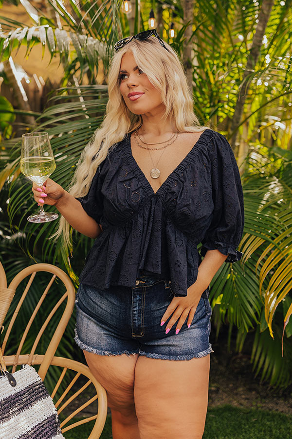 Premium Black Curves Eyelet Top - Ultimate Style Upgrade