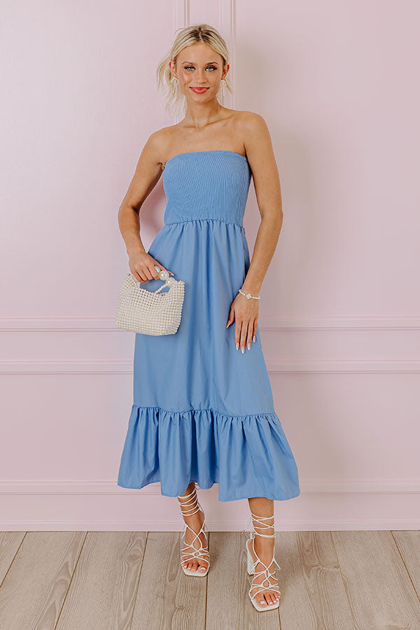 Premium Island Bay Breeze Midi Dress - Sky Blue