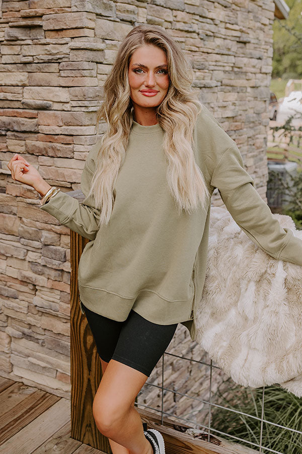 Premium Central Park Stroll Oversized Sweatshirt - Sage Green