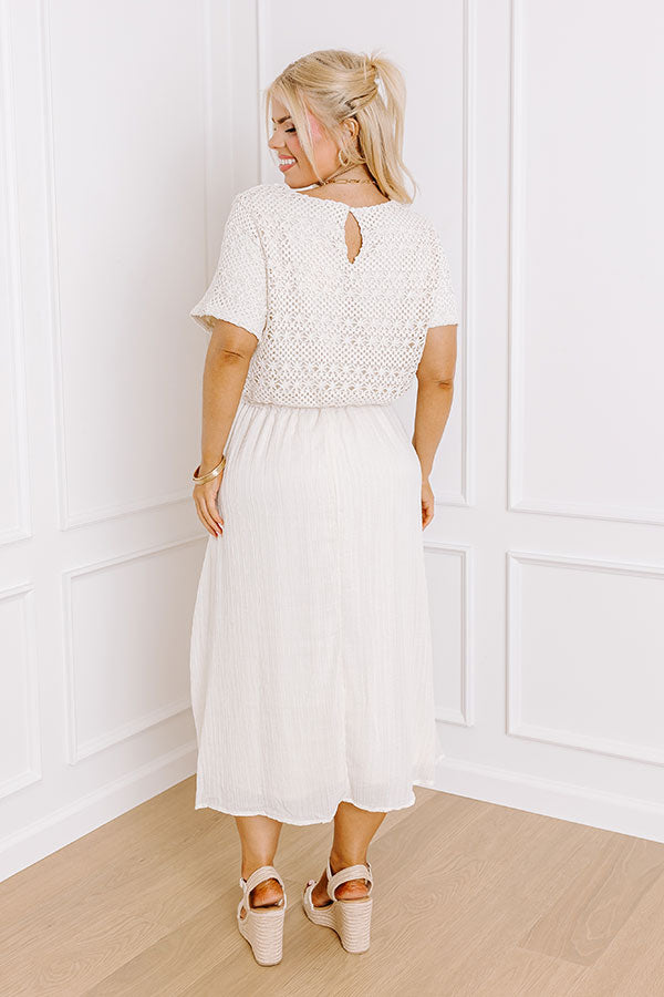 Premium Sweet Embrace Crochet Midi Dress