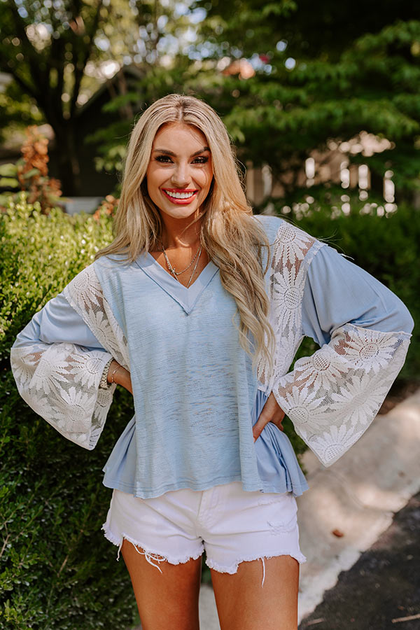 Premium Tucson Market Knit Top – Sky Blue Elegance