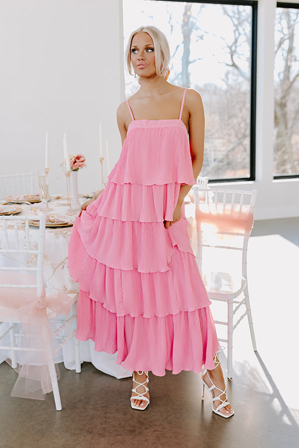 Ultimate Dreamy Mood Pleated Midi Dress - Pink