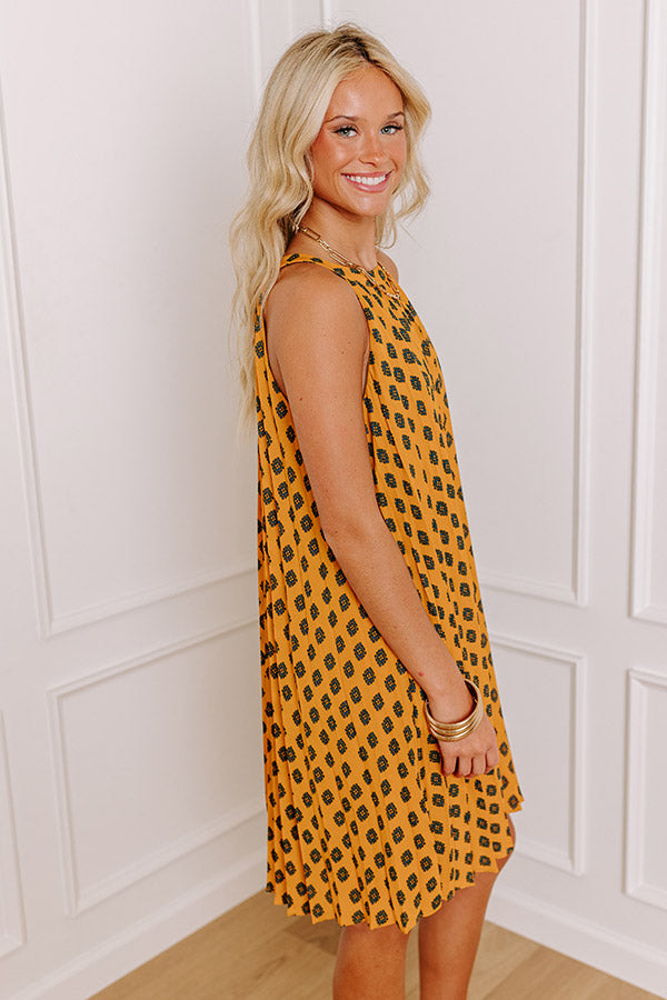 Premium Orange Polka Dot Pleated Dress