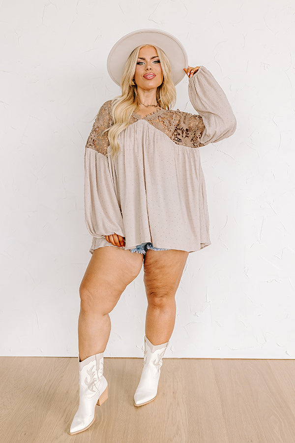 Ultimate Grand Adventure Crochet Top - Premium Taupe Curves