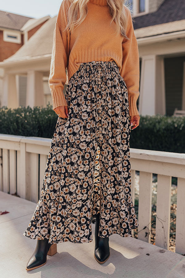 Boho Chic Maxi Skirt with Floral Print