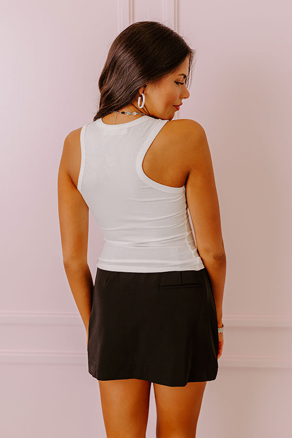 Ultimate White Ribbed Top - Premium Fit & Style