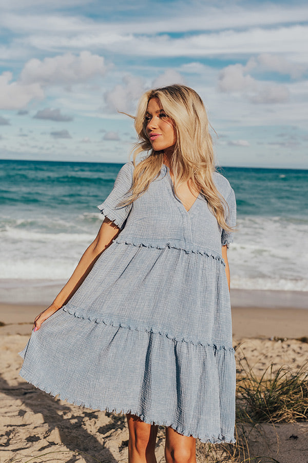 Premium Summer Mimosa Babydoll Dress in Airy Blue - Ultimate Beach Style