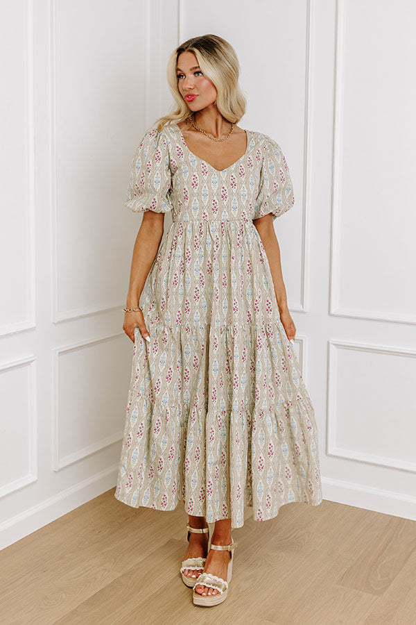 Premium Floral Elegance Midi Dress