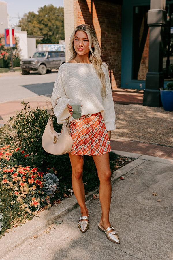 Ultimate Flirty Plaid Skort - Premium Orange Style