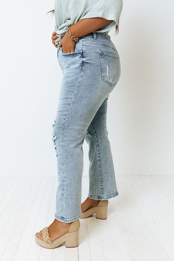 Premium Risen Lona Midrise Distressed Jeans for Curves