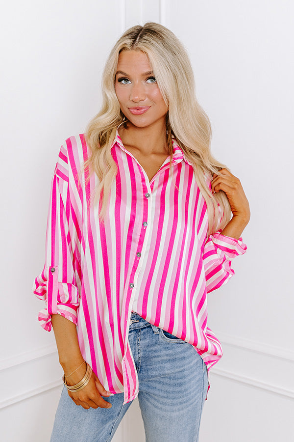 Premium Stripe Satin Button-Up Shirt