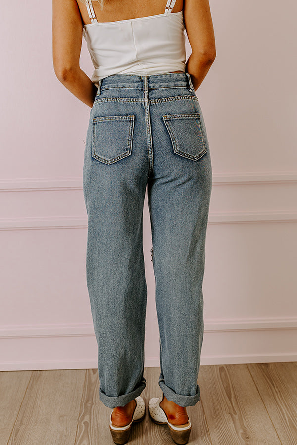 Premium High Waist Embellished Straight Leg Jean - Ultimate Denim Upgrade