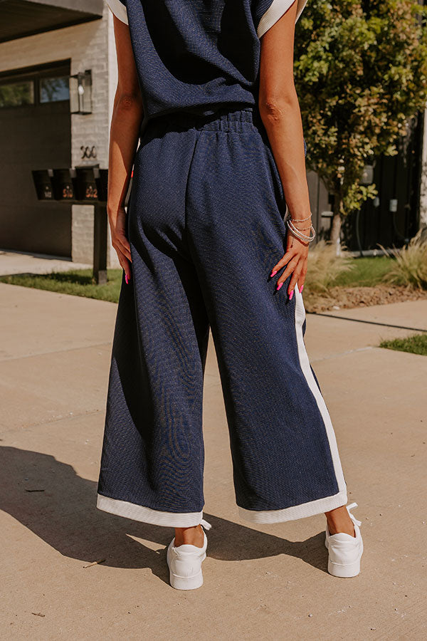 Premium Modern Metropolis High Waist Wide Leg Pants - Navy