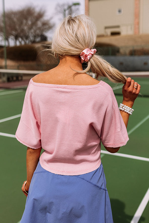 Premium Waffle Knit Top - Athletic Pink