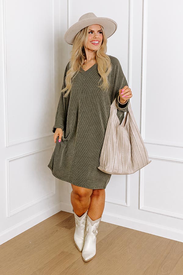 Premium Olive Shift Dress – Ultimate Casual Chic