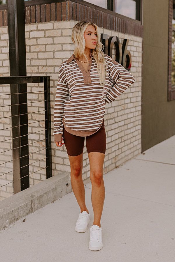 Premium Mocha Striped Sweatshirt - Ultimate Comfort & Style