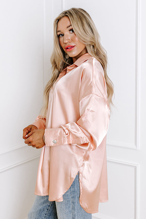 Premium Peach Satin Shift Top - Ultimate Office Elegance