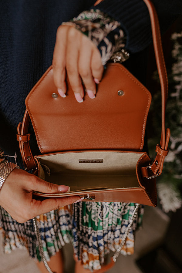 Premium Crush Faux Leather Handbag in Camel