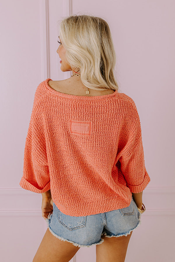 Premium Coral Vacation Vibes Knit Top