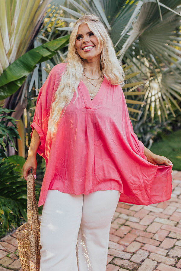 Premium Coral Curves Shift Top - Ultimate Summer Style