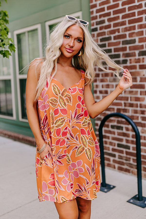 Premium Blossom Bliss Mini Dress - Sunny Orange