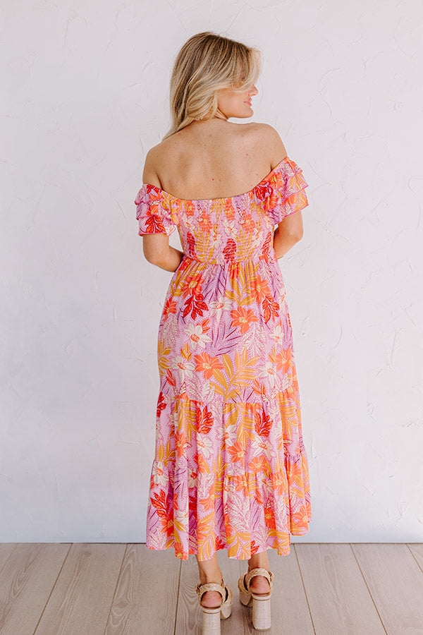 Premium Hibiscus Harmony Midi Dress