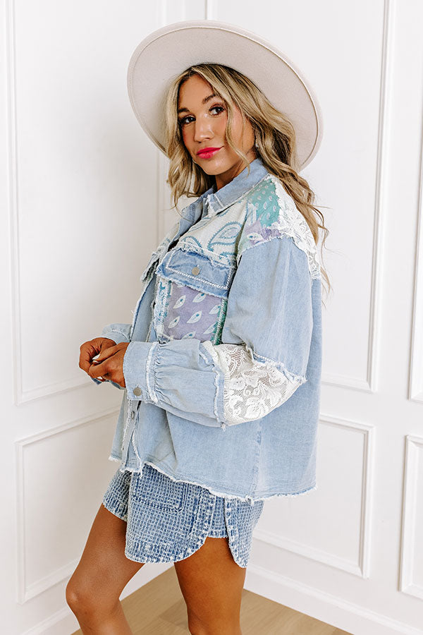 Premium Boho Chambray Jacket - Light Wash Style Essential